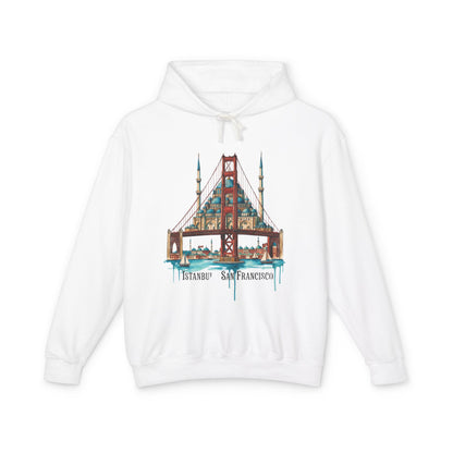 Istanbul × San Francisco Bridge Hoodie — Travel Cityscape Graphic Sweatshirt