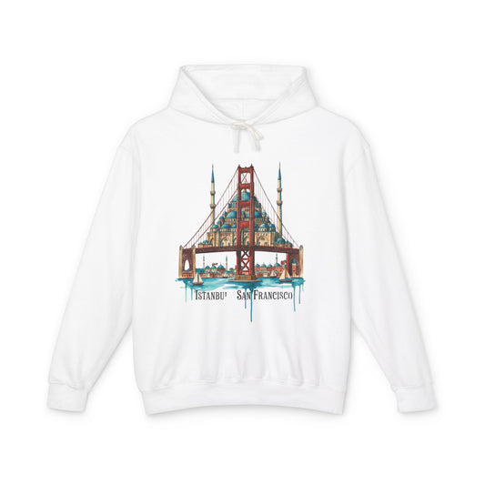 Istanbul × San Francisco Bridge Hoodie — Travel Cityscape Graphic Sweatshirt