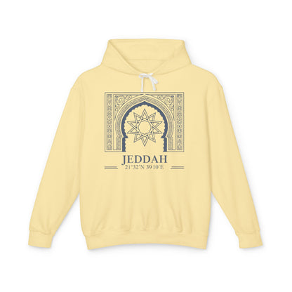Jeddah Architectural Hoodie — Middle Eastern Geometric Travel Pullover