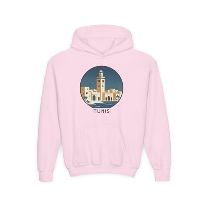 Tunis Youth Hoodie — Retro Tunis Cityscape Sweatshirt