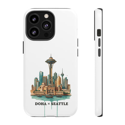 Coque de téléphone résistante Doha x Seattle Skyline — Protection pour téléphone inspirée de la ville
