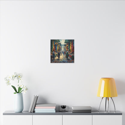 Middle Eastern Market Matte Canvas Wall Art — Colorful Bazaar Street Scene