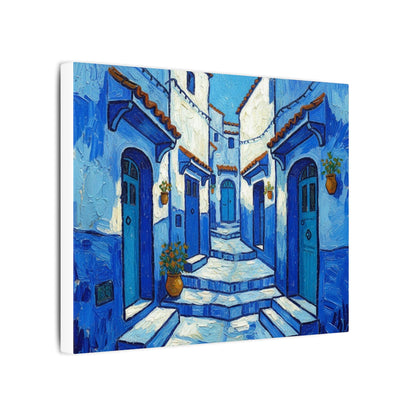 Mediterranean Blue Alley Canvas Print — Stretched Matte Wall Art