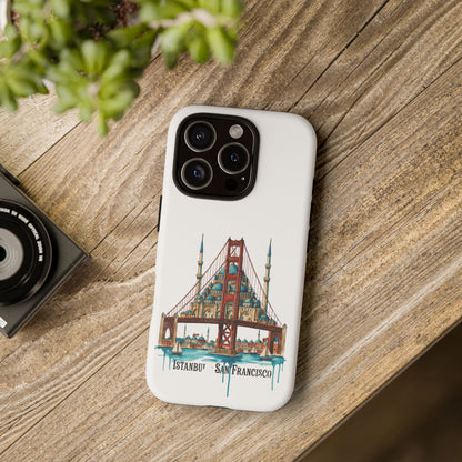 City Bridge Phone Case — Istanbul × San Francisco Illustrated Travel Design