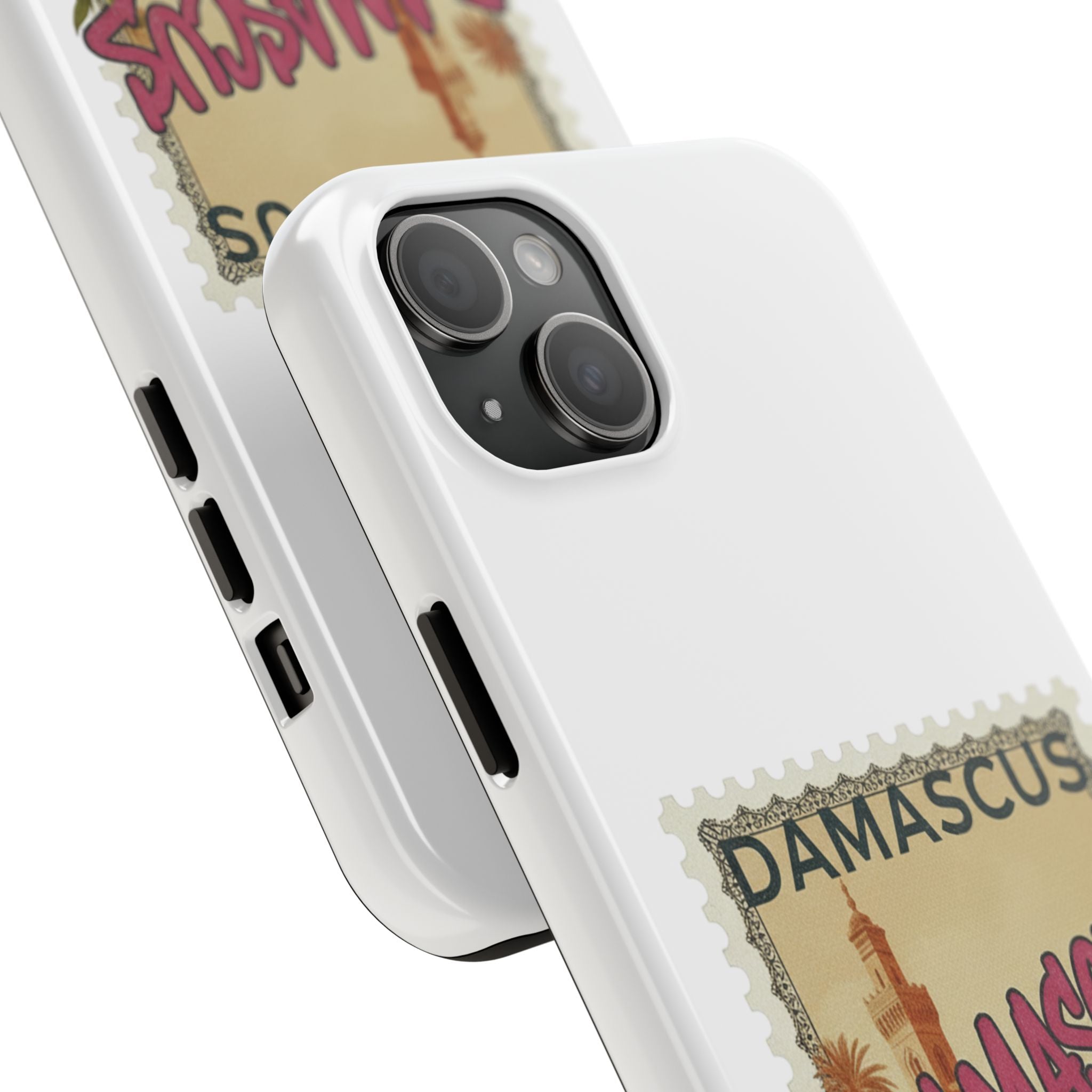 Damascus Vintage Stamp Tough Phone Case — Retro Travel Phone Cover