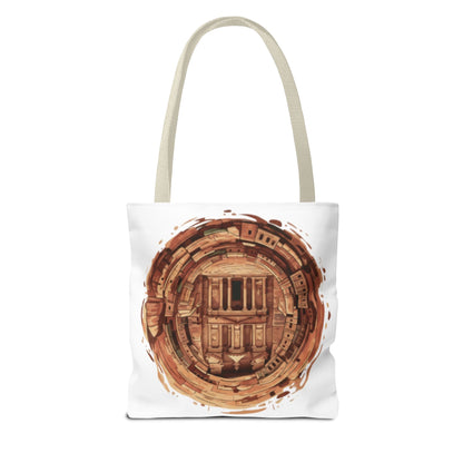 Petra Circle Art Tote Bag — Ancient Rose Sandstone Illustration