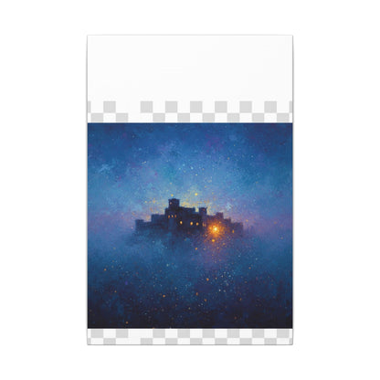 Tableau sur toile mate « Forteresse de la Nuit Étoilée » — Paysage mystique de château bleu