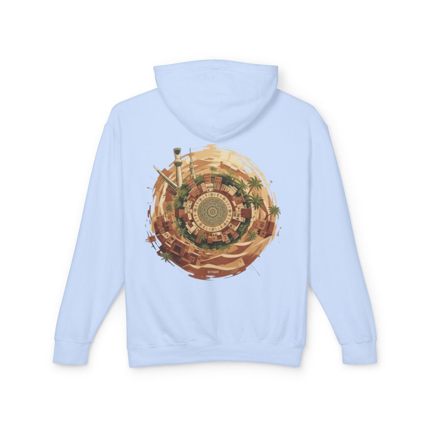 SPIRAL OASIS MIDDLE EAST DEPICTION Unisex Lightweight Hooded Sweatshirt