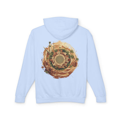 SPIRAL OASIS MIDDLE EAST DEPICTION Unisex Lightweight Hooded Sweatshirt