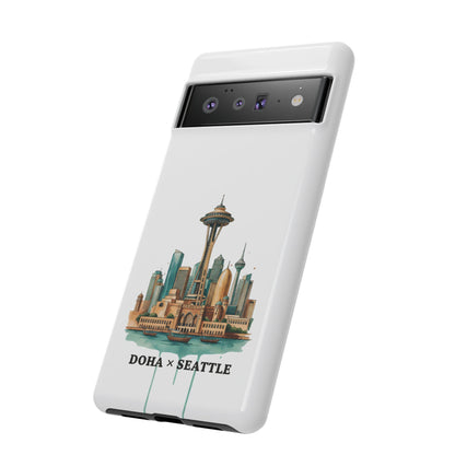 Coque de téléphone résistante Doha x Seattle Skyline — Protection pour téléphone inspirée de la ville
