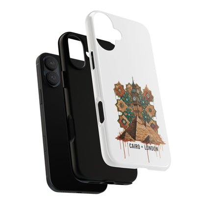 Cairo × London Phone Case — Vintage Mosaic Pyramids & Big Ben Travel Design
