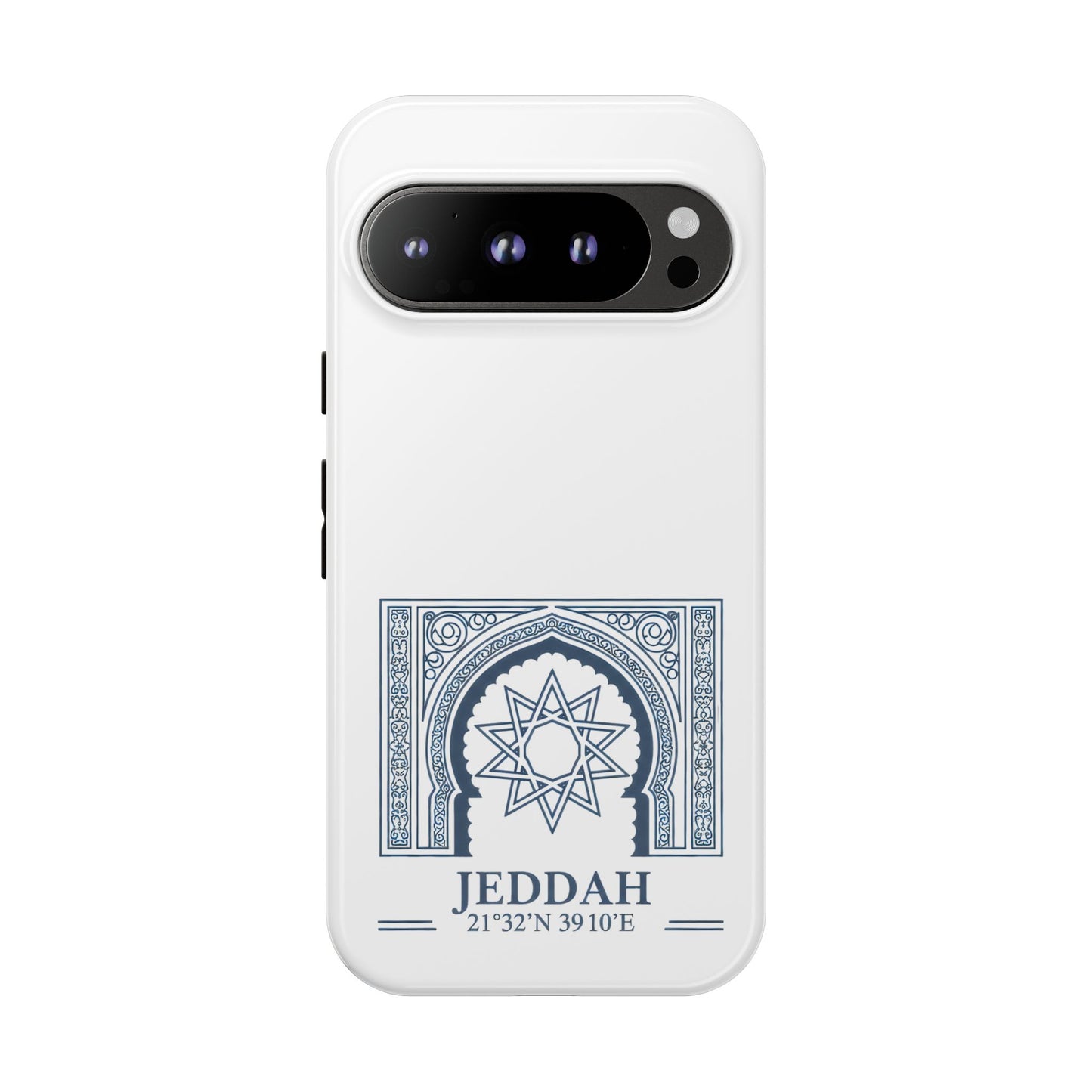Jeddah Coordinates Phone Case — Blue Islamic Arch Travel Souvenir