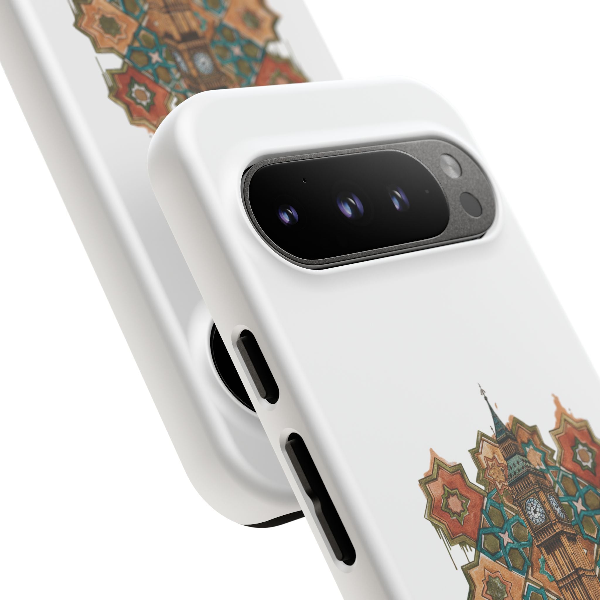 Cairo × London Phone Case — Vintage Mosaic Pyramids & Big Ben Travel Design