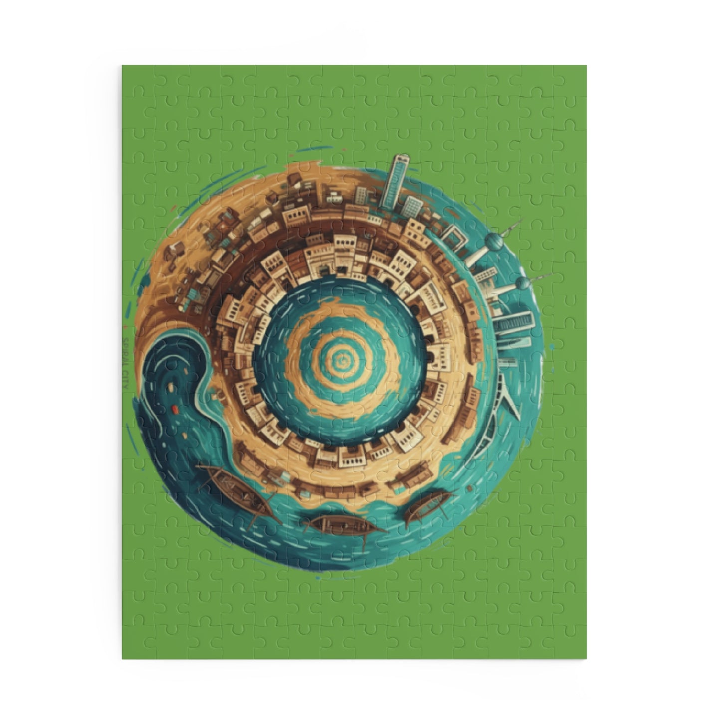 Coastal Tiny Planet Puzzle — 120/252/500-Piece Beach City Jigsaw