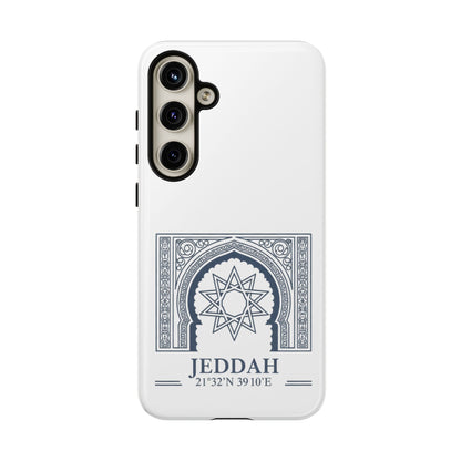 Jeddah Coordinates Phone Case — Arabic Arch Geometric Design