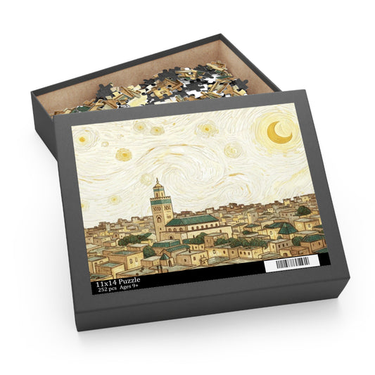 Moroccan Night Sky Puzzle – Cityscape Jigsaw (120/252/500 pcs)