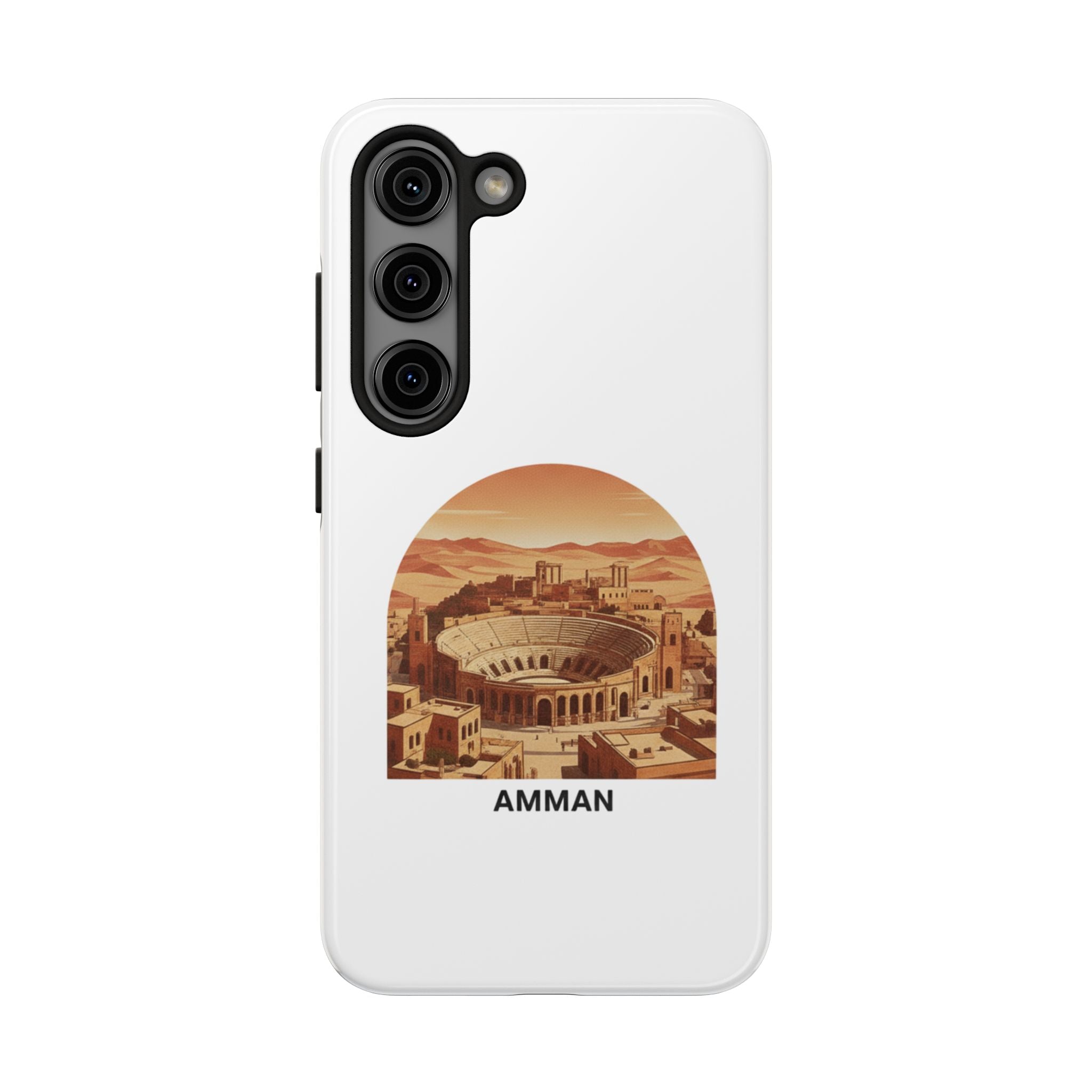 Amman Coliseum Tough Phone Case — Vintage Desert Cityscape Protective Cover