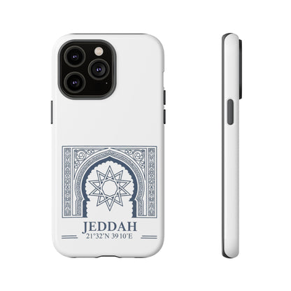 Jeddah Coordinates Phone Case — Arabic Arch Geometric Design
