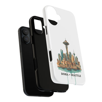 Coque de téléphone résistante Doha x Seattle Skyline — Protection pour téléphone inspirée de la ville