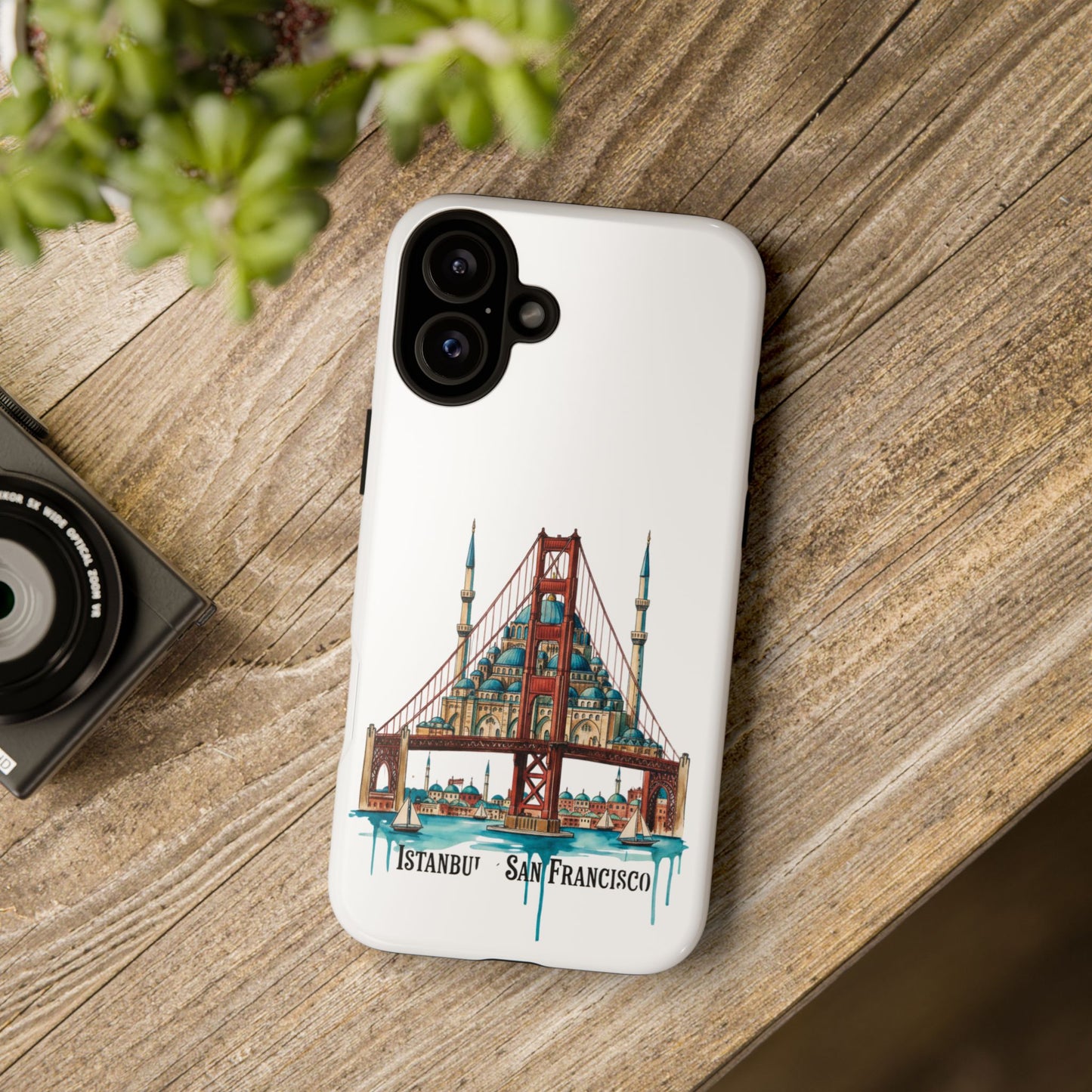 City Bridge Phone Case — Istanbul × San Francisco Illustrated Travel Design