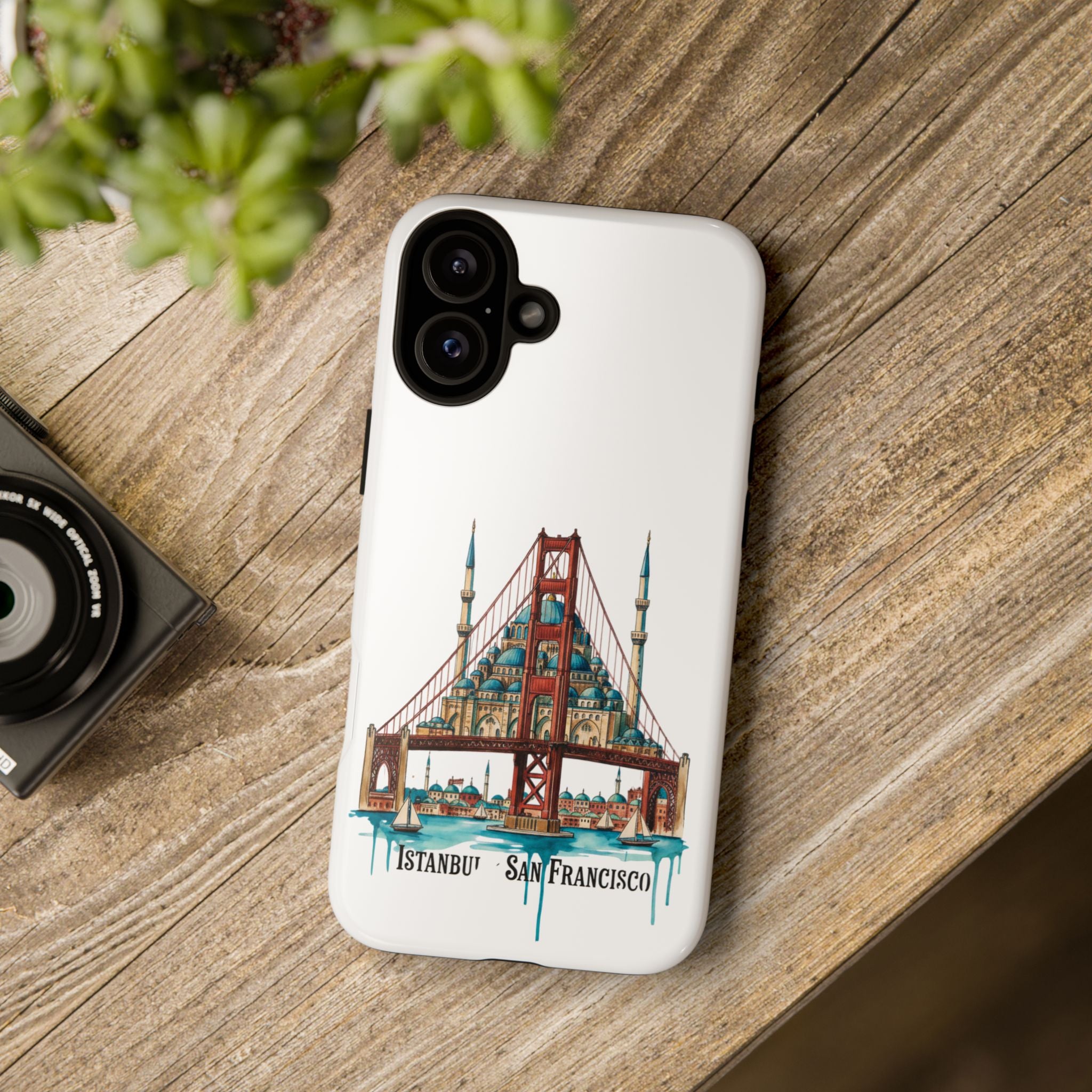 City Bridge Phone Case — Istanbul × San Francisco Illustrated Travel Design