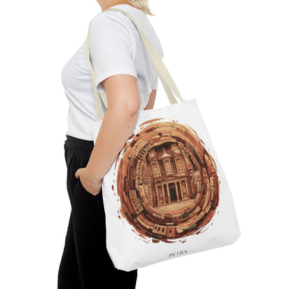 Petra Circle Art Tote Bag — Ancient Rose Sandstone Illustration