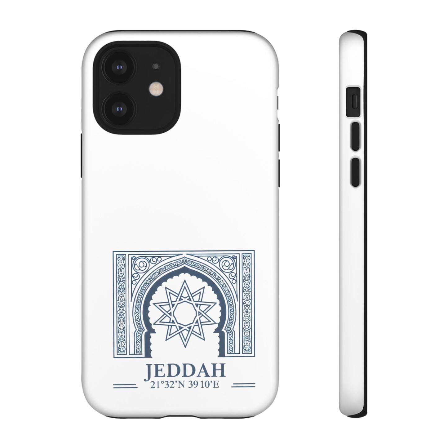 Jeddah Coordinates Phone Case — Blue Islamic Arch Travel Souvenir