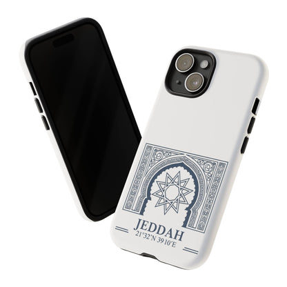 Jeddah Coordinates Phone Case — Arabic Arch Geometric Design