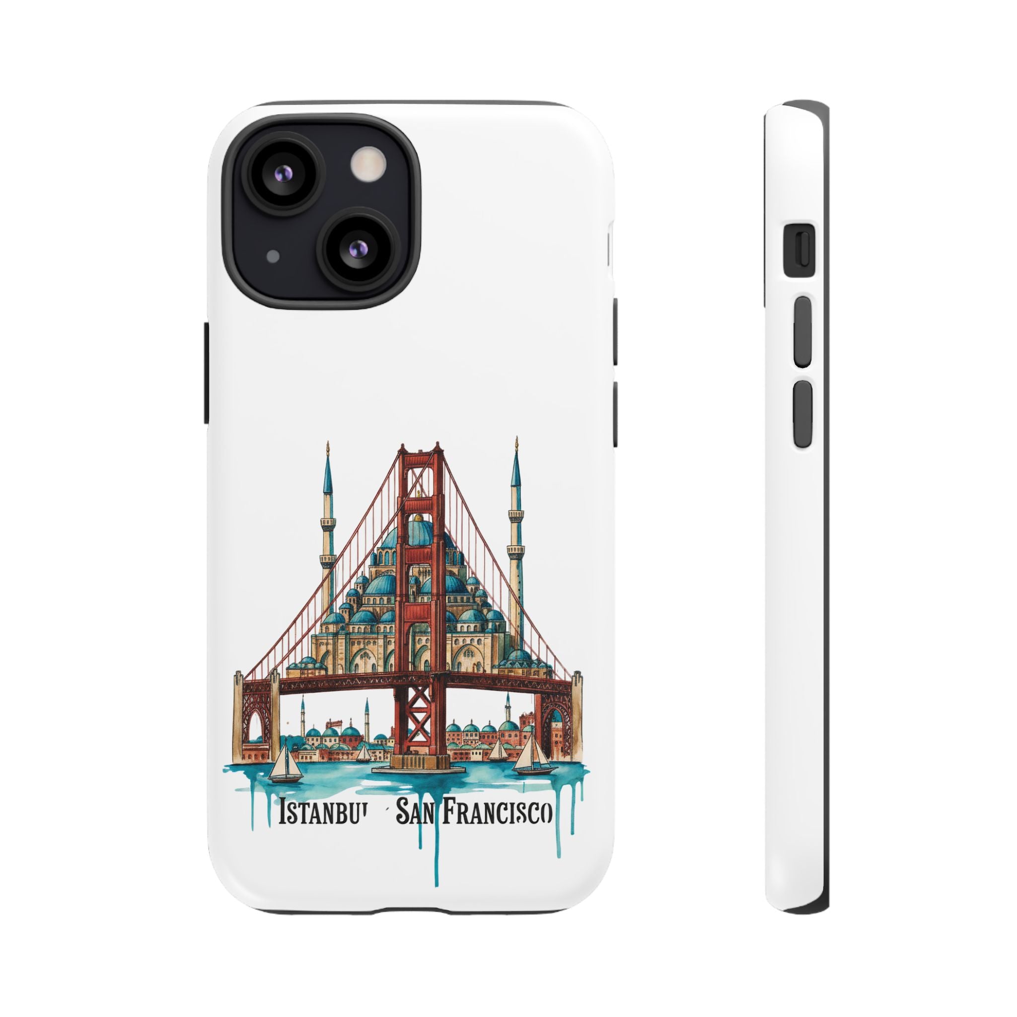 City Bridge Phone Case — Istanbul × San Francisco Illustrated Travel Design