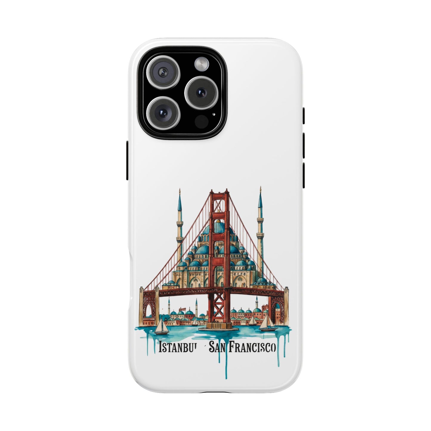 City Bridge Phone Case — Istanbul × San Francisco Illustrated Travel Design
