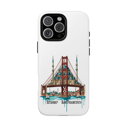 City Bridge Phone Case — Istanbul × San Francisco Illustrated Travel Design