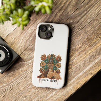 Cairo × London Phone Case — Vintage Mosaic Pyramids & Big Ben Travel Design