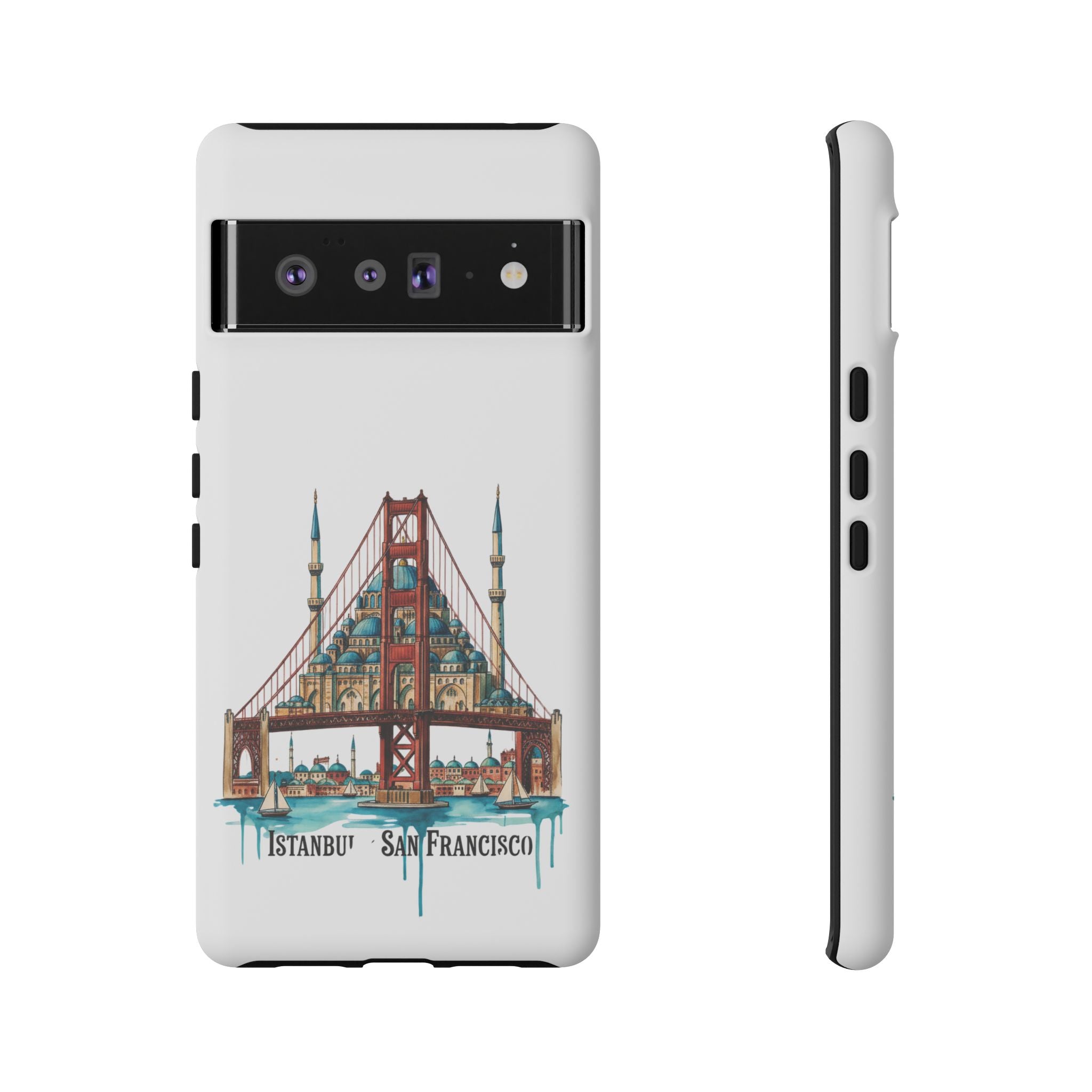 City Bridge Phone Case — Istanbul × San Francisco Illustrated Travel Design