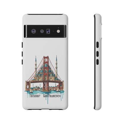 City Bridge Phone Case — Istanbul × San Francisco Illustrated Travel Design