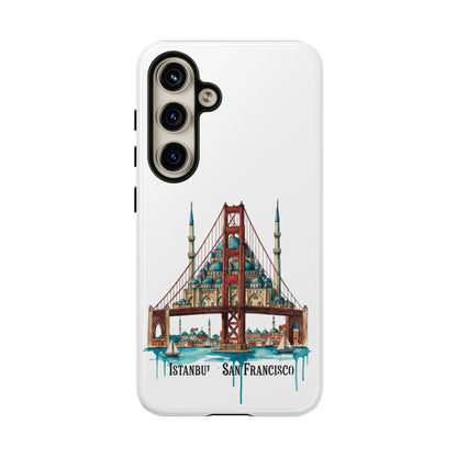 City Bridge Phone Case — Istanbul × San Francisco Illustrated Travel Design