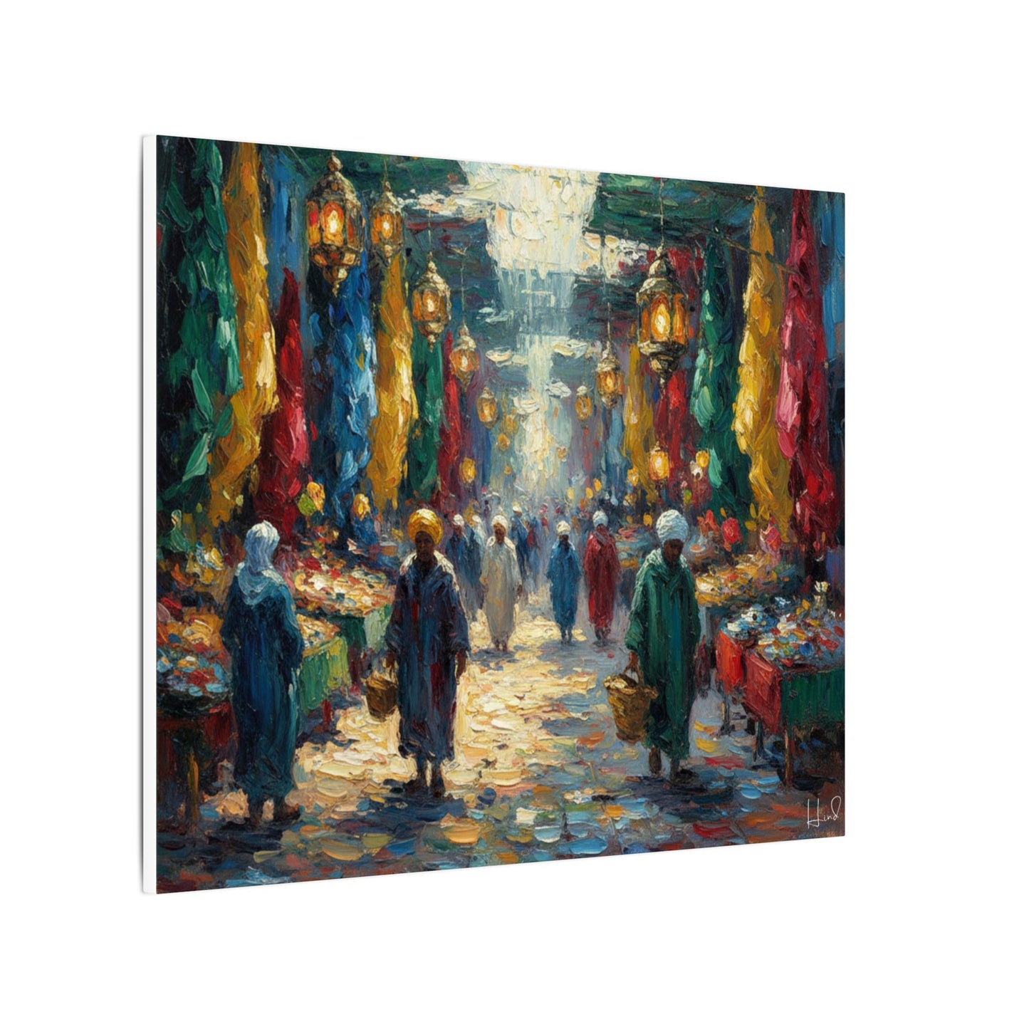 Middle Eastern Market Matte Canvas Wall Art — Colorful Bazaar Street Scene