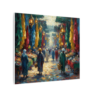 Middle Eastern Market Matte Canvas Wall Art — Colorful Bazaar Street Scene