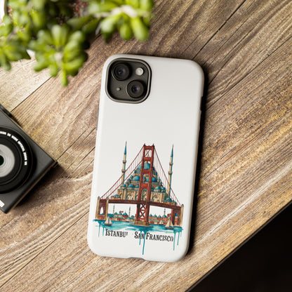 City Bridge Phone Case — Istanbul × San Francisco Illustrated Travel Design