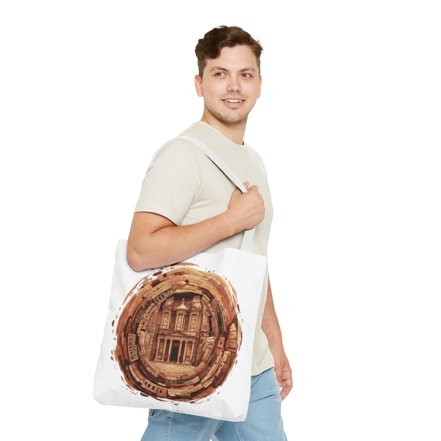 Petra Circle Art Tote Bag — Ancient Rose Sandstone Illustration