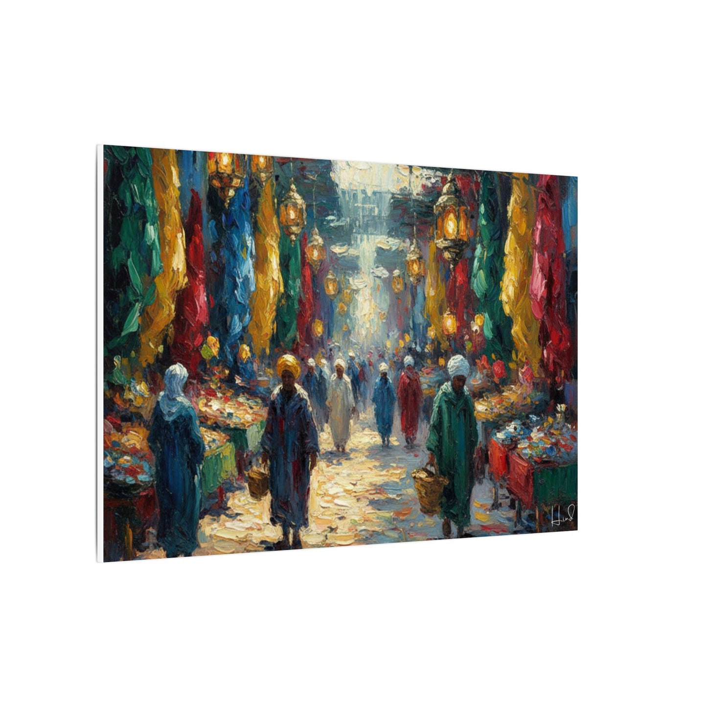 Middle Eastern Market Matte Canvas Wall Art — Colorful Bazaar Street Scene