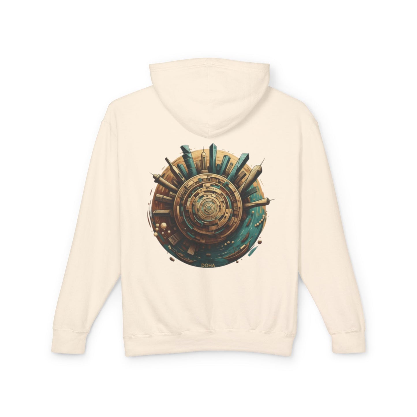 Hoodie — Retro Futuristic City Planet Graphic Hooded Sweatshirt
