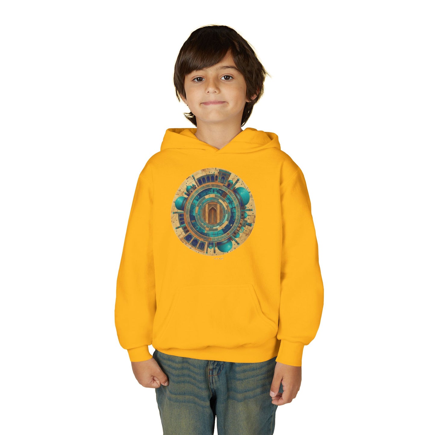 Youth Hoodie with Vintage Aztec Compass Graphic