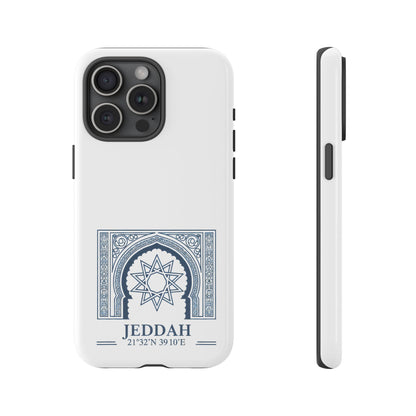Jeddah Coordinates Phone Case — Blue Islamic Arch Travel Souvenir