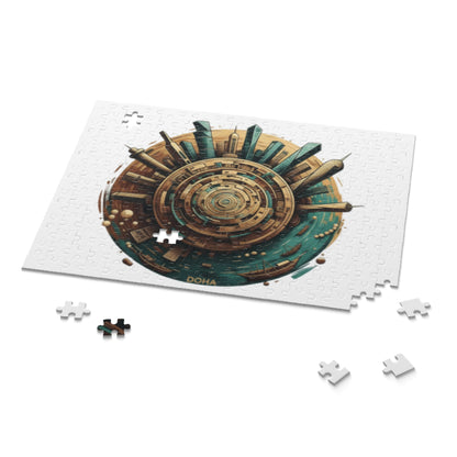 Doha Cityscape Puzzle — Circular Futuristic Skyline 120/252/500-Piece