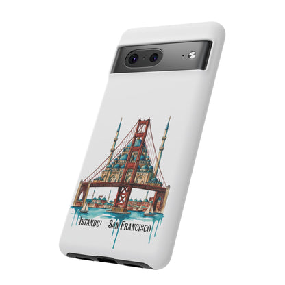 City Bridge Phone Case — Istanbul × San Francisco Illustrated Travel Design