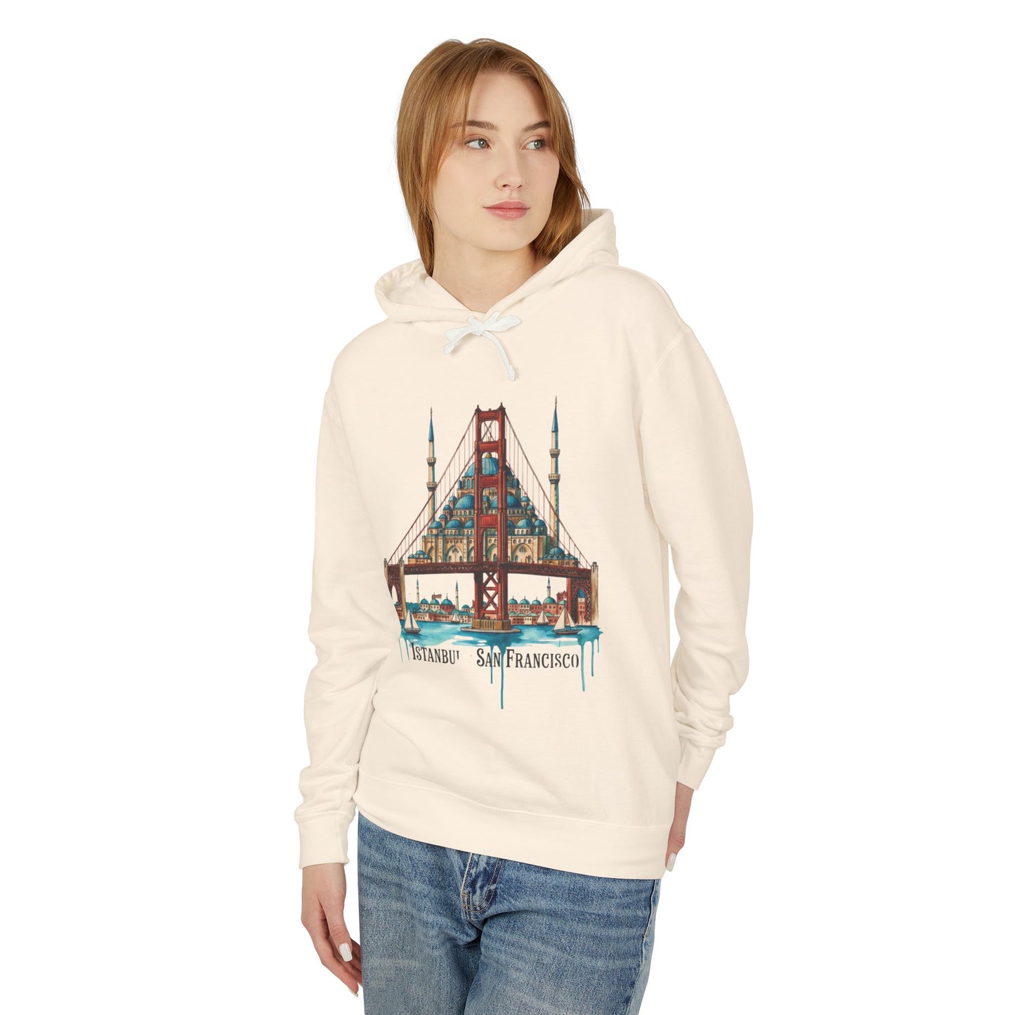 Istanbul × San Francisco Bridge Hoodie — Travel Cityscape Graphic Sweatshirt