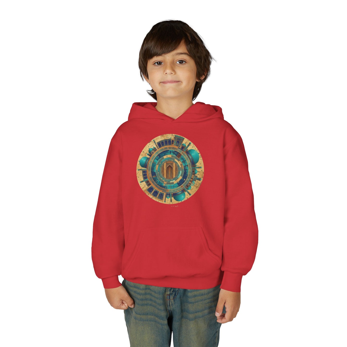 Youth Hoodie with Vintage Aztec Compass Graphic