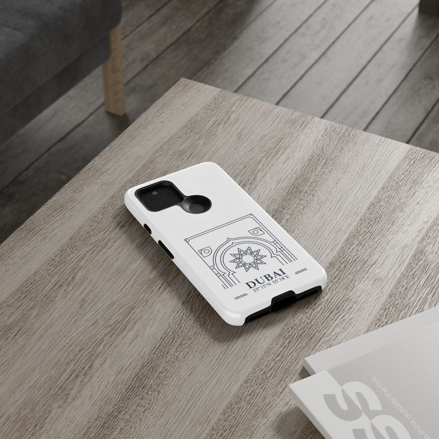 Dubai Architectural Phone Case — Minimal Souvenir Travel Design with Coordinates