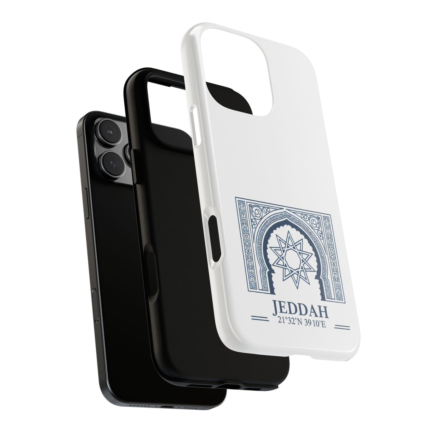 Jeddah Coordinates Phone Case — Blue Islamic Arch Travel Souvenir