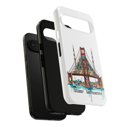 City Bridge Phone Case — Istanbul × San Francisco Illustrated Travel Design